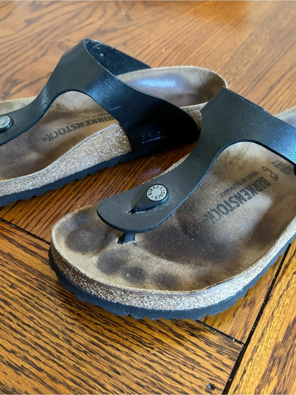 Birkenstock Black Leather Thong Sandals